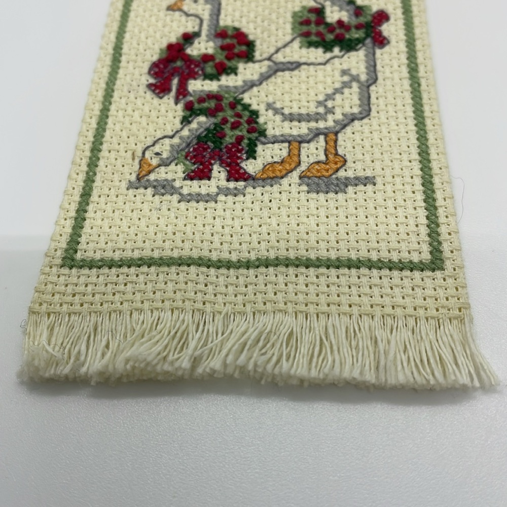 Miniature Christmas Goose Cross-Stitch Hanging - 3x4.5 Inches - Picture 2 of 7